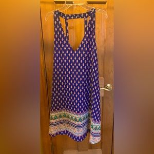 Printed Royal Blue and Pink Flow dress
